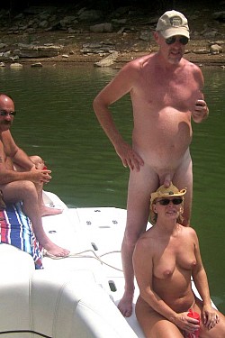 Naked boating of nudist mature women